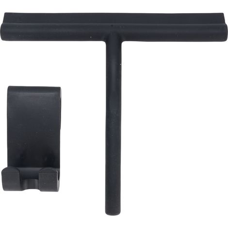 Raclette de fenêtre en Silicone, haute efficacité, économie de travail, douche avec crochet pour verre, salle de bains, miroir, carrelage, noir S. (1/5)