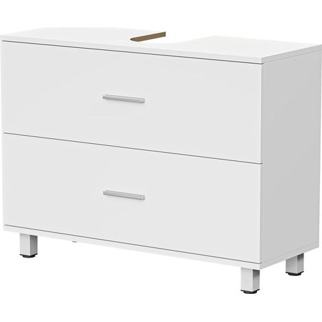 HOMCOM Mobiletto Bagno per Lavabo Senza Piedistallo con 2 Cassetti Bianco