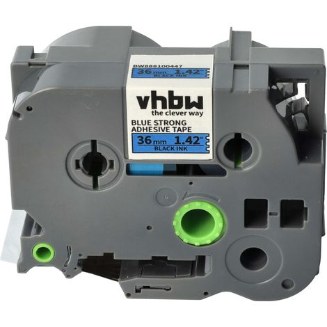 vhbw Label Tape compatible with Brother PT 9400, 9200PC, 9200DX, 9500 Label Printer 8m x 36 mm, Black on Blue, Extra Strong, Laminated (1/4)