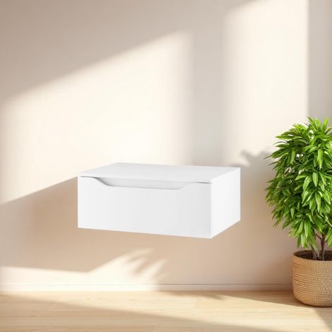 Cassetto bagno sospeso GIGLIO 80 cm in nobilitato Bianco Lucido (1/5)