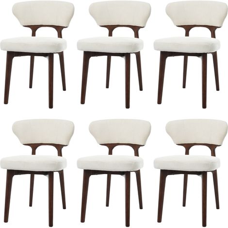Set di 6 sedie da pranzo 47x51x75cm, comode sedie imbottite da cucina con struttura in legno massello e rivestimento in ciniglia, ideali per ufficio, sala da pranzo, soggiorno, cucina, camera da letto
