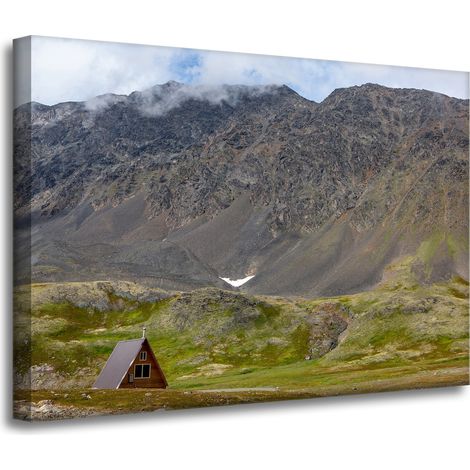 Leinwanddruck Naturhütte in den Bergen 70x50 cm