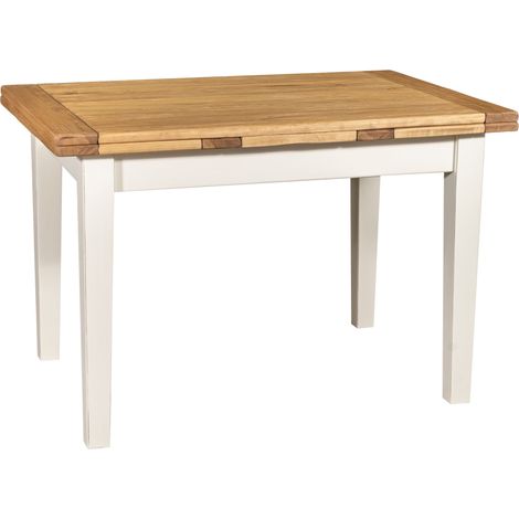 Ausziehbarer Country-Tisch aus massivem Lindenholz mit einer antiken natürlichen weißen Platte. Made in Italy