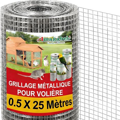 Grillage à poule en acier galvanisé 12,7x12,7mm 50cm x 20m, grillage de protection pour volière, jardin et potager (1/5)