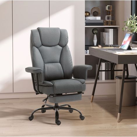 Silla de oficina reclinable 150° con reposapiés, reposacabezas y altura regulable, gris DESVIAE (1/5)
