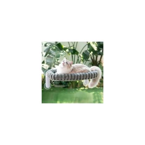 Hamac Chat Fenetre Panier Perchoir Transat Suspendu Pliable Support Etagere Cododo Lit pour Coussin Petite et Grande Chats Tapis Réversible Lavable en Machine 54 30cm (Gris, M)