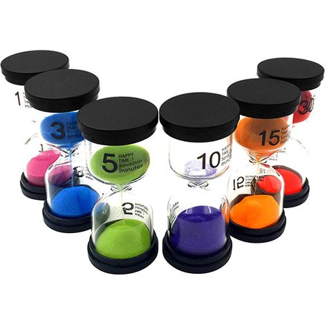 6-teiliges Sanduhr-Set (1/ 3/ 5/ 10/ 15/ 30 Minuten) für Kinderspiele