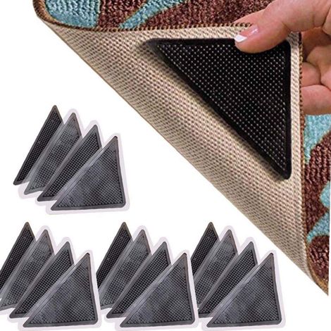 Lot de 16 triangles tapis antidérapants réutilisables - Autocollants pour tapis de canapé - Autocollants antidérapants - Forte adhérence (1/5)