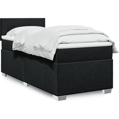 Cama box spring con colchón tela negro 90x200 cm