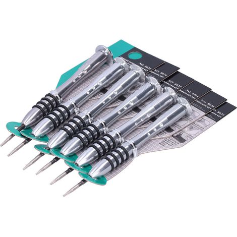 Six-piece set of chrome vanadium steel screwdrivers for disassembling and repairing electronic products (8024 6150, lead + nickel sand T5). (1/5)
