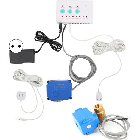 Intelligenter Wasserlecksensor mit Doppelventil und akustischem Alarm – Überlaufmelder für Zuhause – EU-Stecker AC 100–240 V