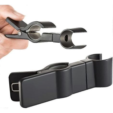 Support de douche coulissant, support de douchette à main 22-25 mm, support de douche à clip auto-adhésif, support de douche réglable (noir) (1/5)