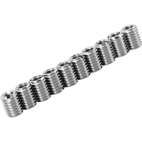 Kit de 10 inserts filetés, écrous à diamètre réduit, acier inoxydable 303, filetage intérieur M5x0,8, filetage extérieur M8x1,25, longueur 0,4 pouces.