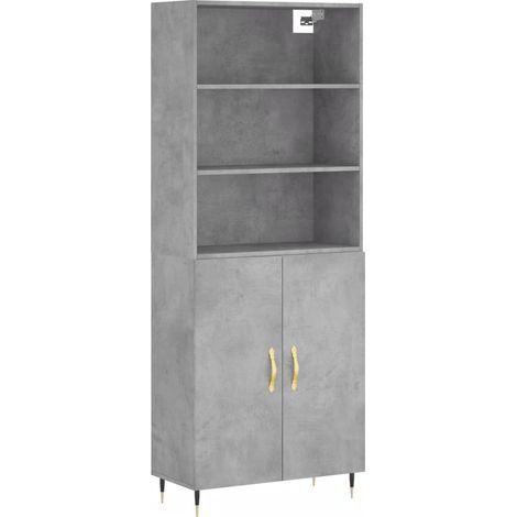 Maison Exclusive - Buffet haut Gris béton 69,5x34x180 cm Bois d'ingénierie (1/5)