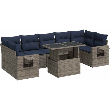 Maison Exclusive - 8-tlg. Garten-Sofagarnitur mit Kissen Grau Pol (1/5)