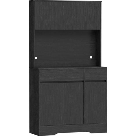Schwarzer Küchenbuffetschrank mit verstellbaren Einlegeböden