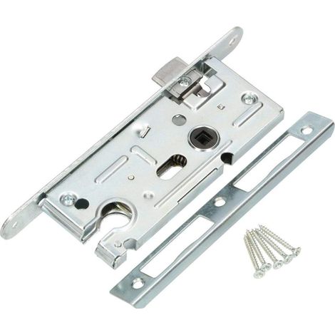 KOTARBAU Serrure à larder 72/40 mm pour cylindre profilé - Serrure universelle - Serrure de porte de chambre - Serrure intérieure - Serrure droite / gauche - Argent (1/5)
