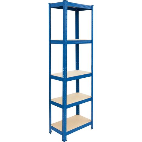 Relaxdays Heavy-duty storage rack, 180 x 50 x 30 cm, 875 kg, 5 shelves, basement, slot-in, blue/brown (1/5)