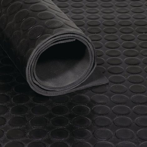TECWERK Gummiflachnoppenmatte B.1,2m L.10m D.3mm schwarz NR/SBR o.Gewebeeinlage TECWERK