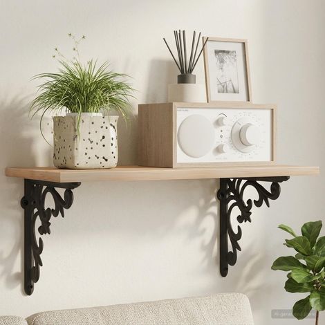 vidaXL Soportes para estanterías de pared 12 uds. Negro (1/5)