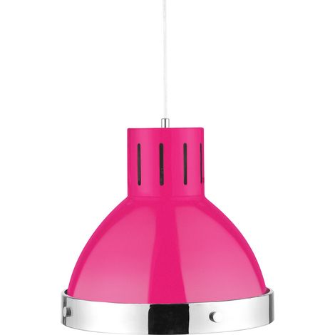 Premier Housewares Hot Pink and Chrome Bell Shaped Pendant Light (1/2)