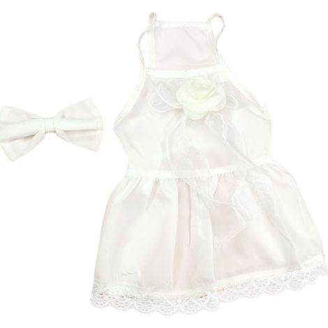 1 robe pour chien et chat, taille S, en coton et maille, avec nœud décoratif, pour petites races (1/5)
