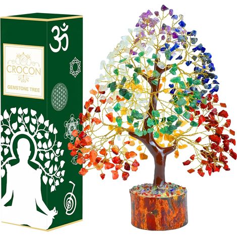 L' Bonsaï d'arbre de guérison en Pierres précieuses Naturelles Sept Chakras pour Cristal Reiki, équilibre de guérison, Bonne Chance, décoration de méditation spirituelle, Cadeau (1/5)