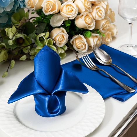 2er-Set Königliche Blaue Satin-Tischservietten 43x43 cm, Luxuriöse Dekoration für Hochzeit und Hotel-lsw