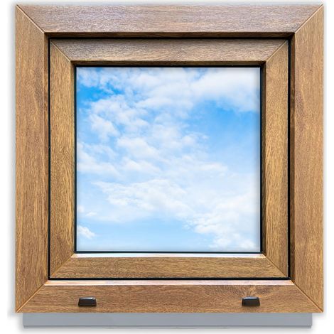 Ventana PVC Roble Dorado 50x50 IZQUIERDA nueva 500x500 mm oscilobatiente doble acristalamiento (1/5)