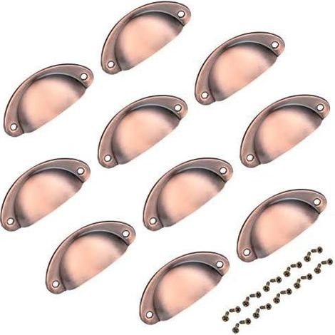 10pcs boutons de tiroir en cuivre poignées demi-lune poignées de tasse antiques pour boutons de meubles d'armoire avec vis 82x35mm (couleur 3)-Fei Yu (1/5)