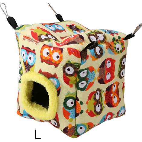 Nid suspendu en peluche chaude pour perroquet, hamac, cage d'hiver pour oiseaux (Hibou L) (1/5)