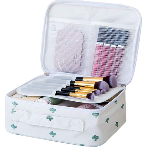 Trousse de maquillage de voyage, organisateur de cosmétiques, sac de rangement portable pour produits cosmétiques, pinceaux de maquillage, accessoires de toilette/A-Noir Citron (1/5)