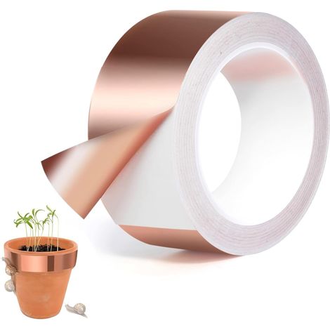 Ruban de Cuivre Contre Les Escargots, 50 mm x 20 m Feuille de Cuivre Bande Ruban, Ruban de Cuivre Auto Adhésif, Papier de Circuit pour la Mise à la Terre, la Soudure et la Protection Contre (1/5)