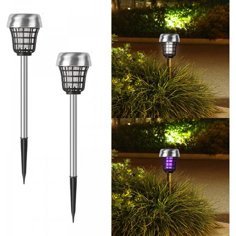 2 Pièces Lampe LED Solaire Anti Moustique – Piège à Insectes Extérieur Jardin, Camping – Répulsif Étanche – Éclairage Solaire pour Terrasse (1/5)