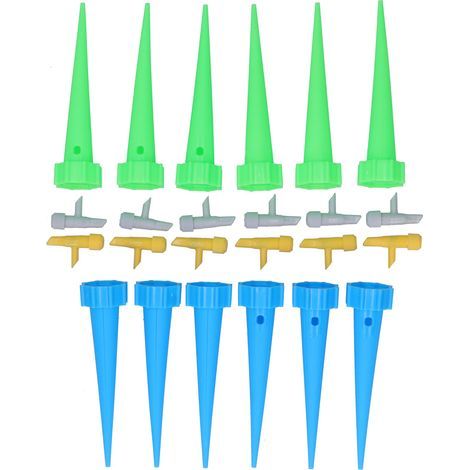 Système d'arrosage automatique avec picots réglables et vanne de régulation à diffusion lente pour jardin, pelouse et cour (1/5)