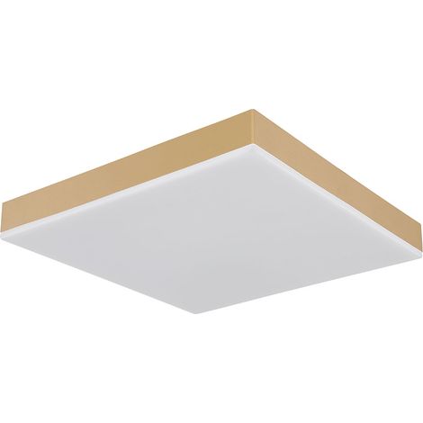 Plafonnier lampe de salon LED dimmable télécommande CCT laiton mat 30x30cm (1/4)