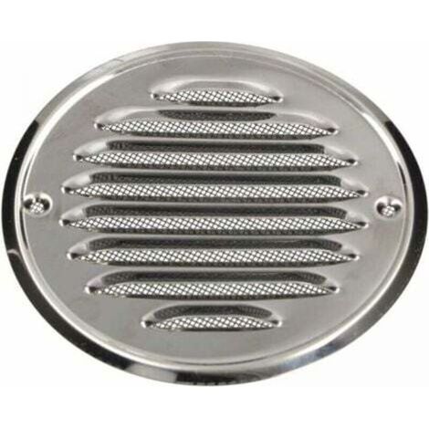 Grille d’aération ronde en acier inoxydable 140 mm avec vis et moustiquaire – lamelles antirouille, haut débit et design discret (1/5)