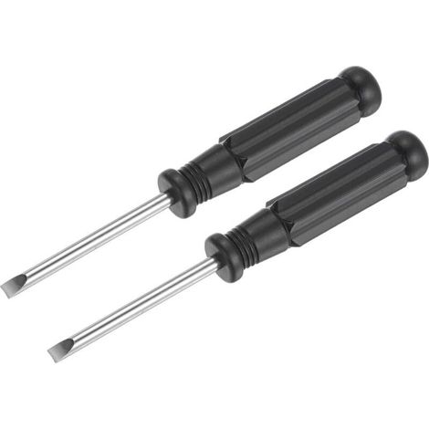 Mini Fendue Tournevis, 4.0mm Plat Tête avec Noir Poignée pour Petit Appareils électroménagers, 2 Pcs (1/4)