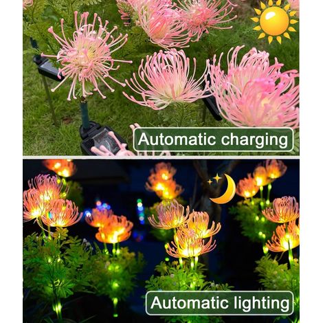 2 lampes solaires fleurs LED, étanches, pour pelouse/patio/jardin.