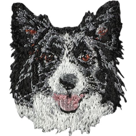 Border Collie: parche con forma de perro, parche bordado, decoración única para mochilas de Art-Dog (1/3)