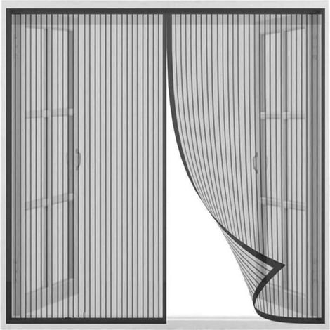 Moustiquaire magnétique fenêtre/porte 120x120 cm - maille ultra-fine, fermeture magnétique automatique, noir (1/3)