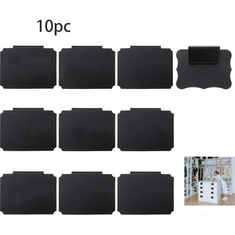 Clips para etiquetas (10 unidades) para pizarras, Clips para etiquetas removibles para cestas, frascos y ropa, Negro (1/5)