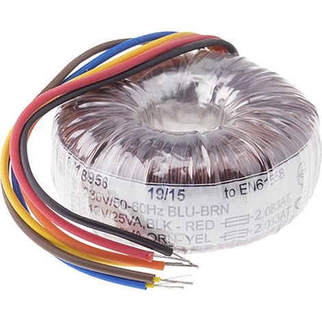 Transformateur torique RS PRO 2 sorties, 230V c.a. 2 x 35V c.a., 300VA ( Prix pour 1 )