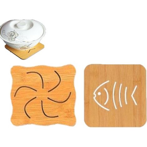 piezas, madera madera termoaislantes, Esterillas bambú termoaislantes, Posavasos decorativos madera tallada, Esterillas hechas madera natural (1/5)