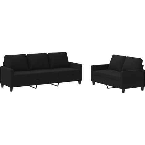 Maison Exclusive - Ensemble de canapés 2 pcs avec coussins Noir Tissu (1/5)