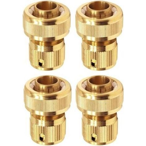 Raccord d'Arrosage 19 mm (3/4") en Laiton, Rapide Raccord Connecteurs pour Tuyau d’arrosage dans Le Jardin - Lot de 4 (1/5)
