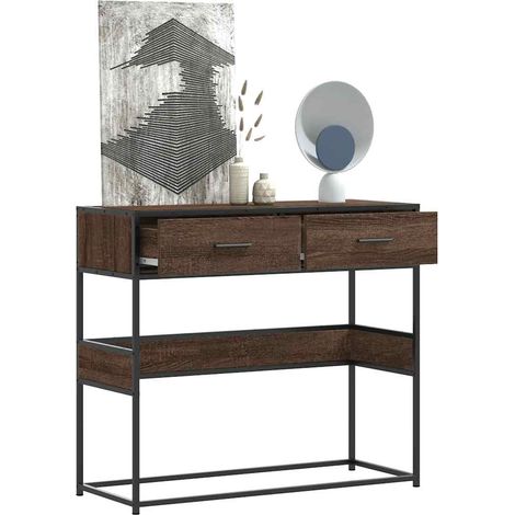 Konsolentisch Braun Eichen-Optik 90x35x80 cm Holzwerkstoff