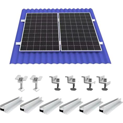 Supports de montage pour panneaux solaires, construction en aluminium, installation facile, pour 2pcs panneaux PV (1/2)