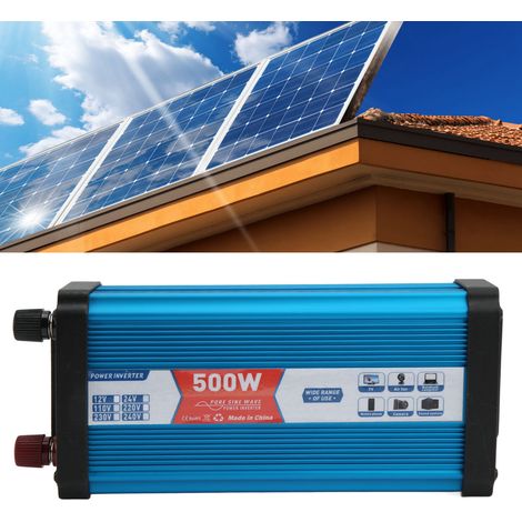 Convertisseur à onde pure 500 W, convertisseur pour voiture, bleu, double port USB, avec affichage numérique, 12 V à 220 V (1/5)