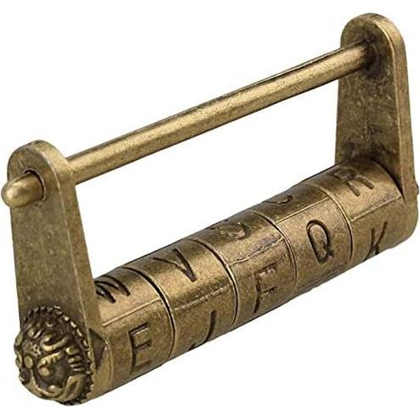 Verrou à mot de passe vintage en alliage de zinc - Décoration artisanale pour armoire, bijoux, boîte en bois - 37 x 79 mm (1/4)